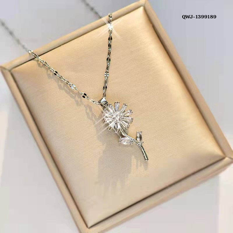 Flower Rotation Pendant Necklace | Elegant Golden Design – Premium China Quality (QWJ-189)