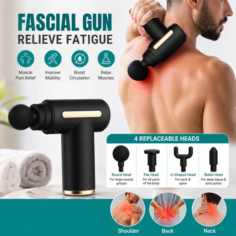 Massage Gun Set – 6 Speeds, 4 Heads (Random Color)