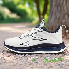 Custom Brand White Solid Lace-up Sports Sneakers Breathable Mesh Running Shoes Unisex Anti Slip Rubber Sole Walking Trainers