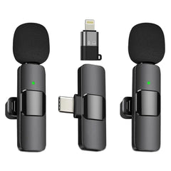 K9 Mini Type-C Wireless Condenser Lavalier Microphone Noise Cancelling Omni-directional Metal Lapel/Accessory Clips Phone Camera